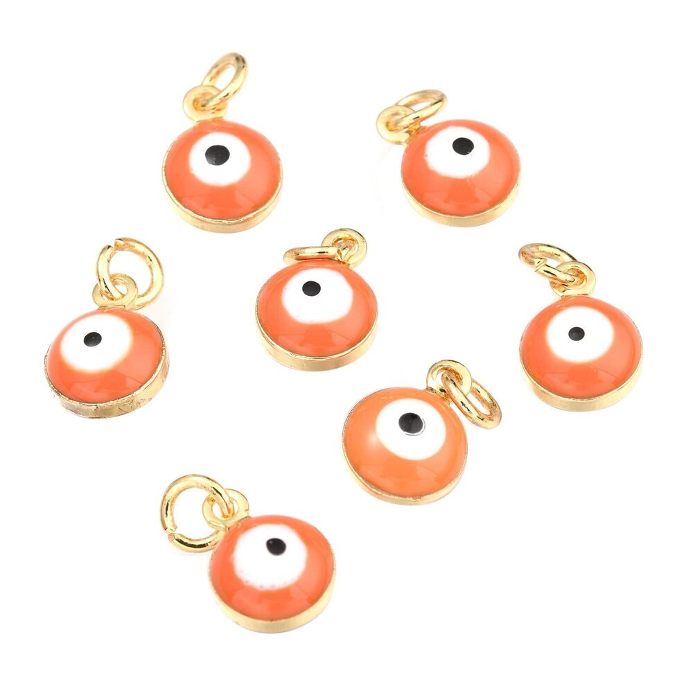 1075 Evil Eye Charms Alloy Enamel Real 18K Gold Plated Charms Lucky Turkish